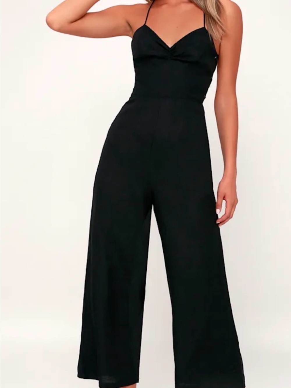 Missguided Black Wide-Leg Spaghetti Strap Jumpsuit